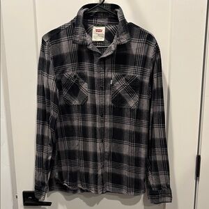 Levi's Black and Gray Plaid Shirt